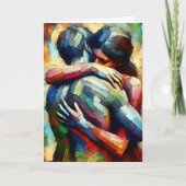 バレンタインデーおめでとう | 愛する二人が抱き合う カード (正面)