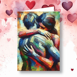 バレンタインデーおめでとう | 愛する二人が抱き合う カード