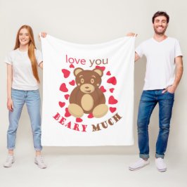 バレンタインデーおめでとう Love you beary much フリースブランケット