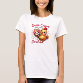 バレンタインデーおもしろいかわいい雛と花 Tシャツ