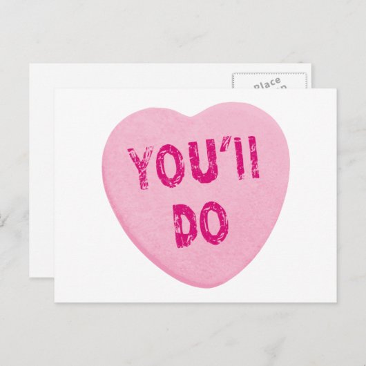 バレンタインデーおもしろいのハートキャンディをする シーズンポストカード (正面/裏面)