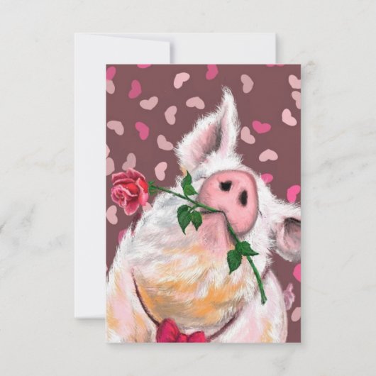 バレンタインデーおもしろいカード紳士豚とバラ カード (裏面)