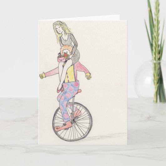 バレンタインデーおもしろいピエロロマンスマンガアート カード (正面)