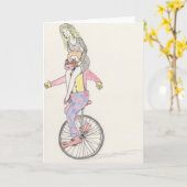 バレンタインデーおもしろいピエロロマンスマンガアート カード (黄色い花)