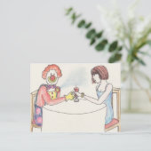 バレンタインデーおもしろいピエロロマンスマンガアート ポストカード (スタンド正面)