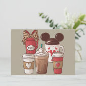 バレンタインデーおもしろいラテコーヒー愛好家 サンキューカード (スタンド正面)