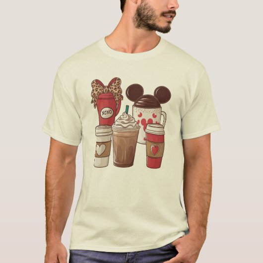 バレンタインデーおもしろいラテコーヒー愛好家 Tシャツ (正面)