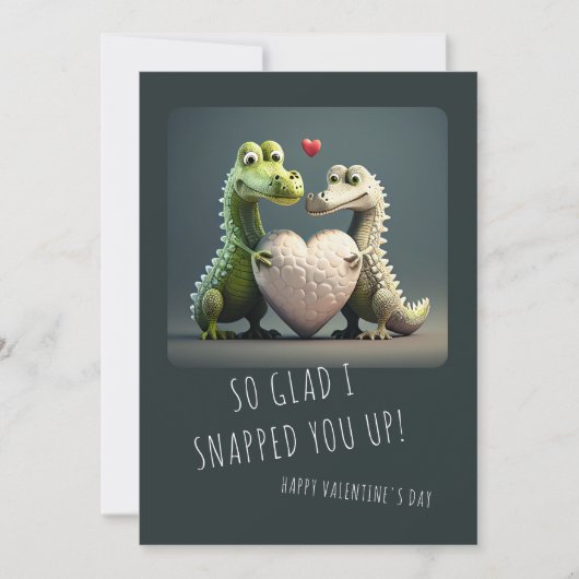 バレンタインデーおもしろいワニのカップル カード (正面)