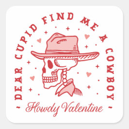 バレンタインデーおもしろい独身のカウボーイ少女 スクエアシール