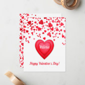 バレンタインデーおもしろい赤紙吹雪ハート ノートカード (正面/裏面インサイチュ)