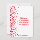 バレンタインデーおもしろい赤紙吹雪ハート ノートカード (裏面)