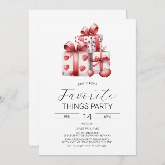 バレンタインデーお気に入りのズ招待状ガレンティン 招待状 (正面/裏面)