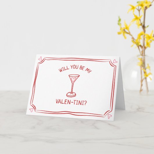 バレンタインデーお洒落マルティーニ赤とピンク カード (黄色い花)