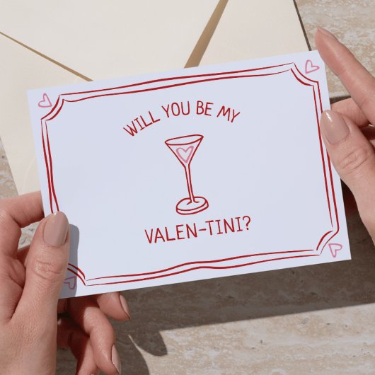 バレンタインデーお洒落マルティーニ赤とピンク カード