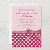 バレンタインデーお祝いパーティーラブハートレッド 招待状 (正面)