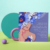 バレンタインデーお祝いモダンガーリーフローラ 招待状