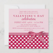 バレンタインデーお祝いレッドボウ 招待状 (正面)