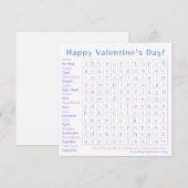 バレンタインデーお祝いワードゲームピンク,青 シーズンカード (正面/裏面)