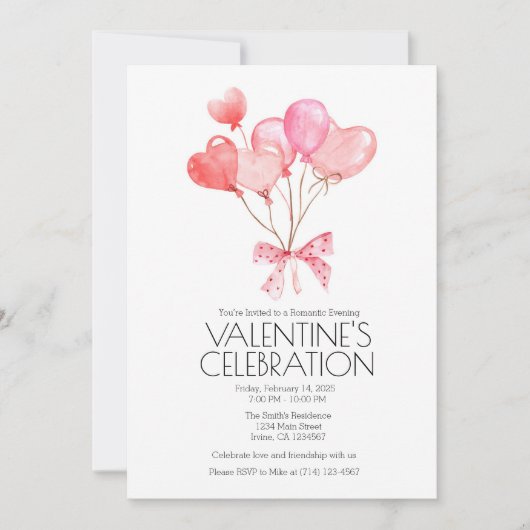 バレンタインデーお祝い招待状5x7招待状 招待状 (正面)