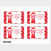 バレンタインデーお菓子グンボールのステッカーキッズ 長方形シール (シート)