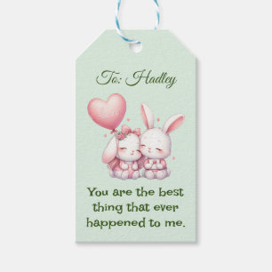 バレンタインデーかわいいウサギ愛バルーンレター ギフトタグ