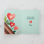 バレンタインデーかわいいオウム夫婦ハート シーズンカード (内部)