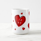バレンタインデーかわいいカスタムハートカップルの白 コーヒーマグカップ (中央)