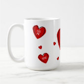 バレンタインデーかわいいカスタムハートカップルの白 コーヒーマグカップ (左)