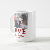バレンタインデーかわいいカップル写真ラブハート コーヒーマグカップ (正面左)
