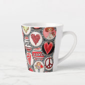 バレンタインデーかわいいガールレッドフローラハートバラ カフェラテマグ (右)