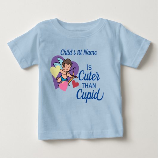 バレンタインデーかわいいキューピッド名カラフル愛ハート ベビーTシャツ (正面)