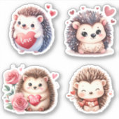 バレンタインデーかわいいハリネズミ シール (正面)