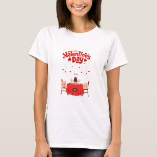 バレンタインデーかわいいハートテディベア Tシャツ