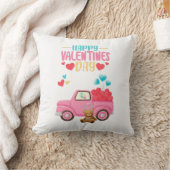 バレンタインデーかわいいハートピンクトラックテディベア クッション (ブランケット)