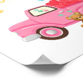 バレンタインデーかわいいハートピンクトラックテディベア ポスター (角)