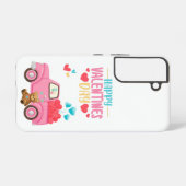 バレンタインデーかわいいハートピンクトラックテディベア SAMSUNG GALAXYケース (裏面横)