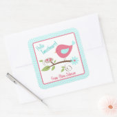 バレンタインデーかわいいバーディーこんにちはTweetheartおもしろい スクエアシール (封筒)