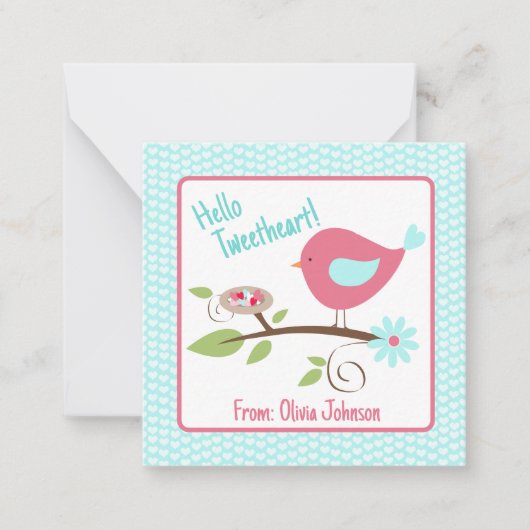 バレンタインデーかわいいバーディーこんにちはTweetheartおもしろい ノートカード (正面)