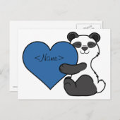 バレンタインデーかわいいパンダのクマとブルーハート シーズンポストカード (正面/裏面)
