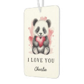 バレンタインデーかわいいパンダ持ちハート名写真 カーエアーフレッシュナー (左)
