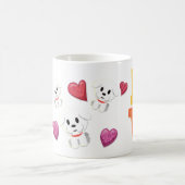 バレンタインデーかわいいビコンフリセペットドッグ恋人 コーヒーマグカップ (中央)