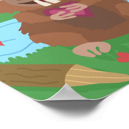 バレンタインデーかわいいビーバーア与えダムプンおもしろい ポスター (角)