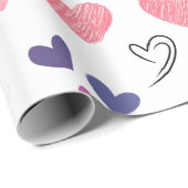 バレンタインデーかわいいピンクと紫のハート ラッピングペーパー (ロールコーナー)
