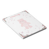 バレンタインデーかわいいピンクのテディベア ノートパッド (アングル)