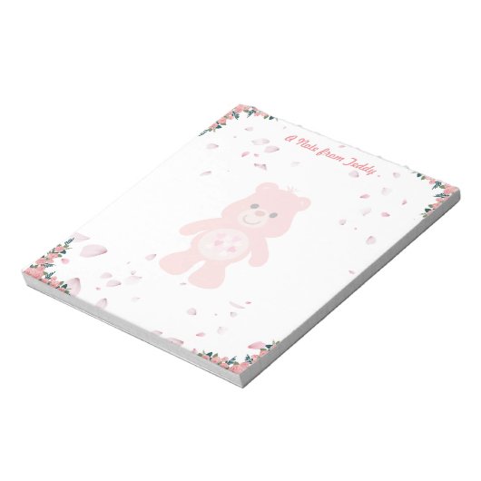 バレンタインデーかわいいピンクのテディベア ノートパッド (回転)