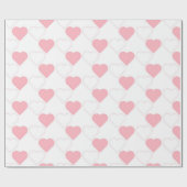 バレンタインデーかわいいピンクのハート柄ホワイト ラッピングペーパー (フラット)