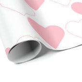 バレンタインデーかわいいピンクのハート柄ホワイト ラッピングペーパー (ロールコーナー)