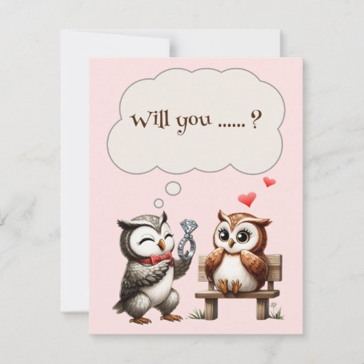 バレンタインデーかわいいフクロウの愛の提案 シーズンカード (正面)