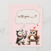 バレンタインデーかわいいフクロウの愛の提案 シーズンカード (正面/裏面)