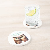 バレンタインデーかわいいフクロウ愛サンドストーンコースター コースター (側面)